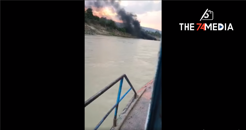 ချင်းတွင်းမြစ်အတွင်း သင်္ဘောတစ်စင်း မီးရှို့ဖျက်ဆီးခံရ